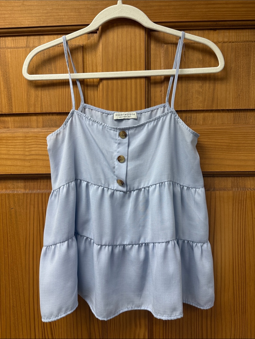 Paper Crane Baby Blue Tiered Spaghetti Strap Camisole